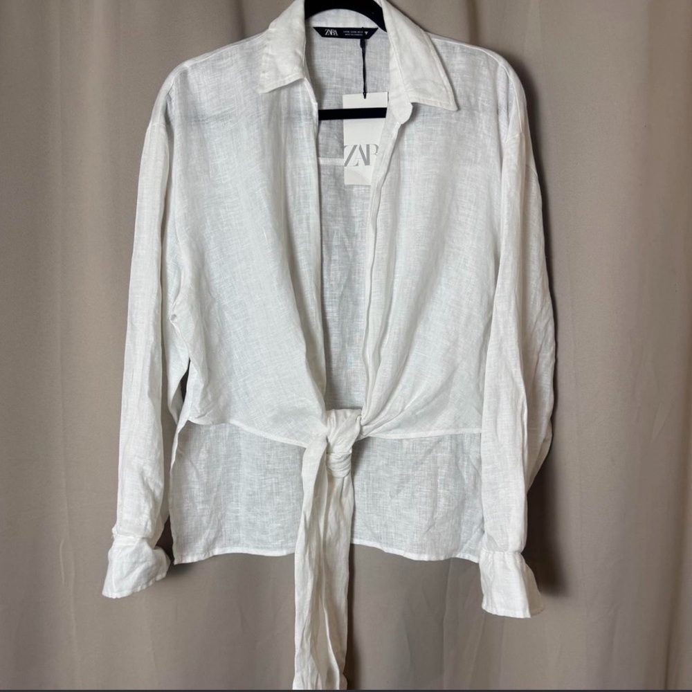 Zara Cream Button-Up Shirt